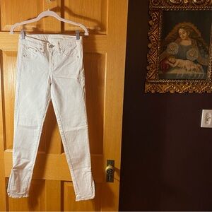 RAG & BONE skinny white denim with slit hem